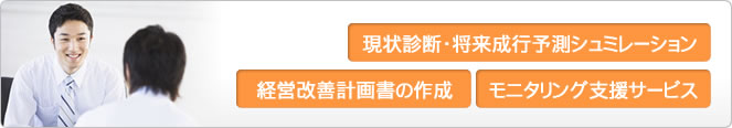 現状診断・将来成功予測シュミレーション・経営改善計画書の作成、モニタリング支援サービス